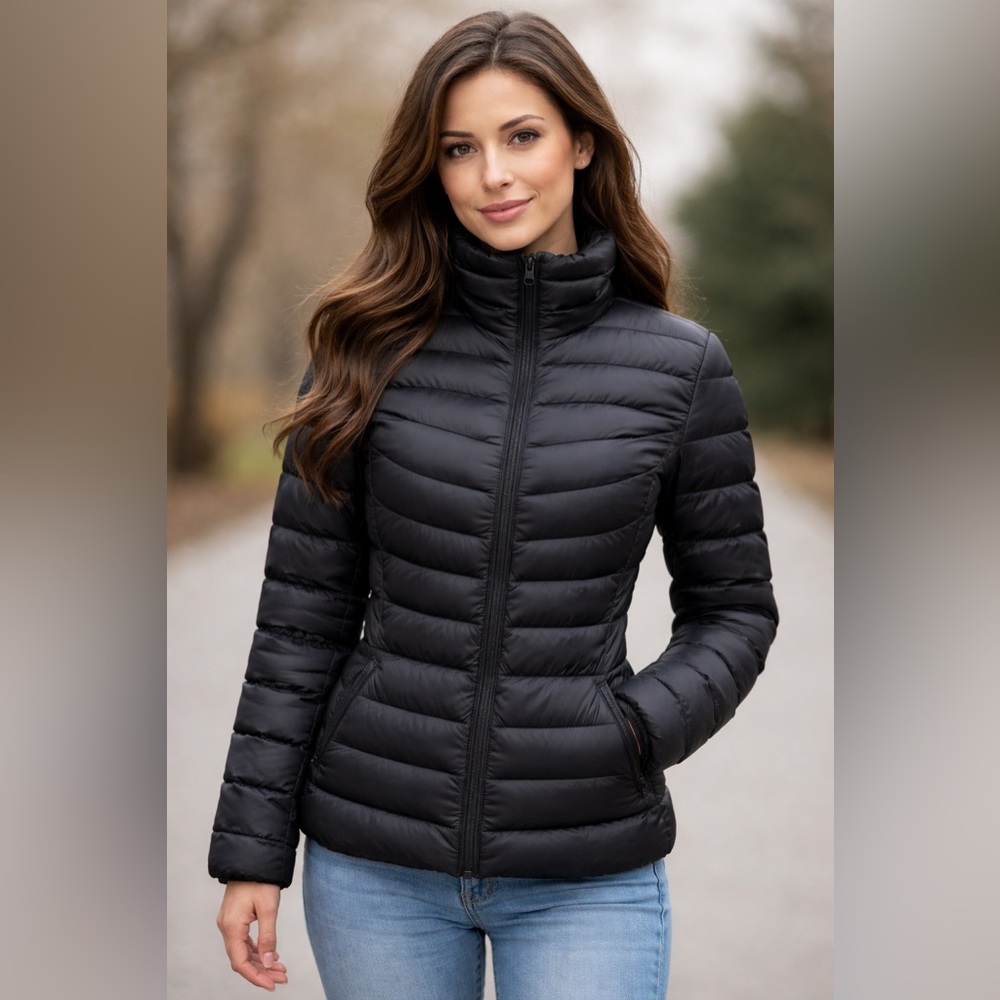 Lands End Down Black Puffer Jacket - Womens XS